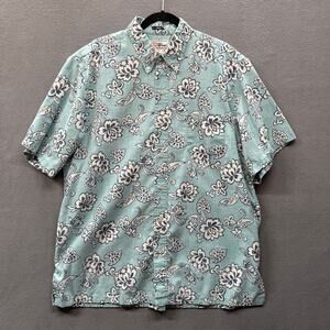 Reyn Spooner Retro Aloha Button Down Shirt Mens XL Beachy Floral Classic Blue